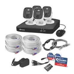 Swann Enforcer SWDVK-846854MQB-EU 64GB SD CardGB 8-Channel 1080p DVR CCTV Kit & 4 Indoor & Outdoor Cameras