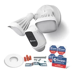 Swann SWIFI-FLOCAM2W-EU White Wired 1080p Outdoor Smart Security System with Floodlight with PIR Sensor -Data Networking Shop 168PF A2