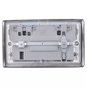 LAP 13A 2-Gang SP Switched Wi-Fi Extender + 2.1A 1-Outlet Type A USB Charger Brushed Steel with White Inserts 5 LAP 13A 2-Gang SP Switched Wi-Fi Extender + 2.1A 1-Outlet Type A USB Charger Brushed Steel with White Inserts - Image 3