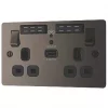 LAP 13A 2-Gang SP Switched Wi-Fi Extender Socket + 2.1A 1-Outlet Type A USB Charger Black Nickel with Black Inserts -Data Networking Shop 422HF P