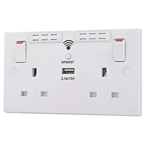 British General 900 Series 13A 2-Gang SP Switched Wi-Fi Extender Socket + 2.1A 1-Outlet Type A USB Charger White 3 British General 900 Series 13A 2-Gang SP Switched Wi-Fi Extender Socket + 2.1A 1-Outlet Type A USB Charger White
