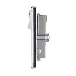 LAP 13A 2-Gang SP Switched Wi-Fi Extender Socket + 2.1A 1-Outlet Type A USB Charger Polished Chrome with White Inserts -Data Networking Shop 933HF A2