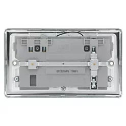LAP 13A 2-Gang SP Switched Wi-Fi Extender Socket + 2.1A 1-Outlet Type A USB Charger Polished Chrome with White Inserts -Data Networking Shop 933HF A3