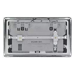 LAP 13A 2-Gang SP Switched Wi-Fi Extender Socket + 2.1A 1-Outlet Type A USB Charger Polished Chrome with Black Inserts -Data Networking Shop 964HF A3